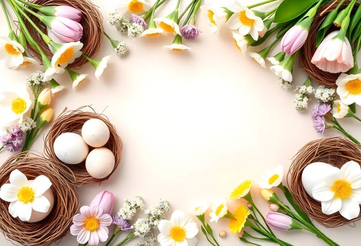 Easter Nesting Eggs and Flowers for Spring Celebrations